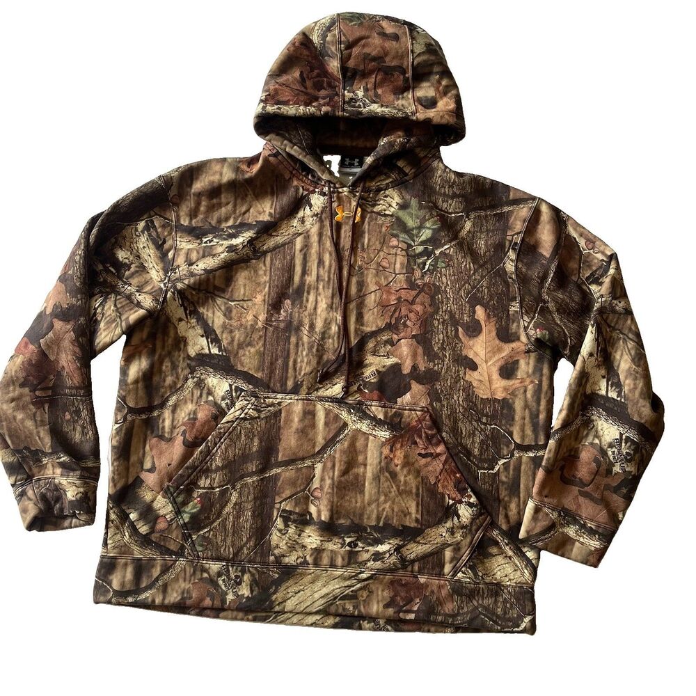 Under Armour Camo Hoodie Mens XL Brown Mossy Oak Break Up Infinity Hunting